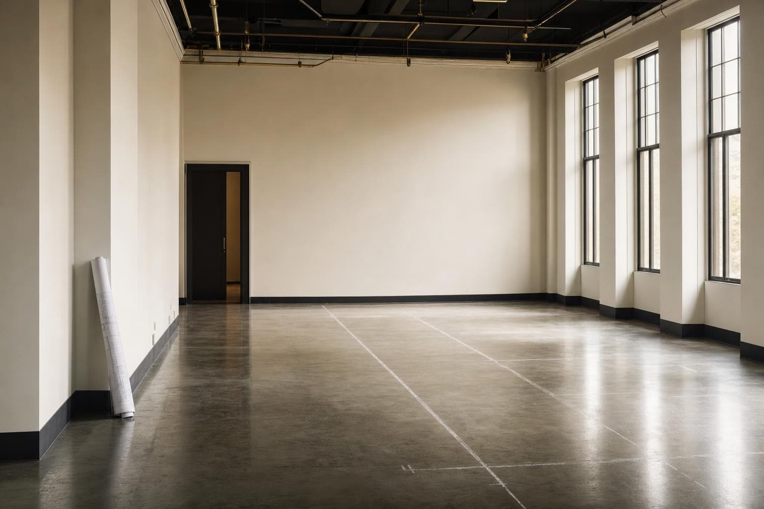 An empty institutional room before laboratory fit-out, awaiting site assessment