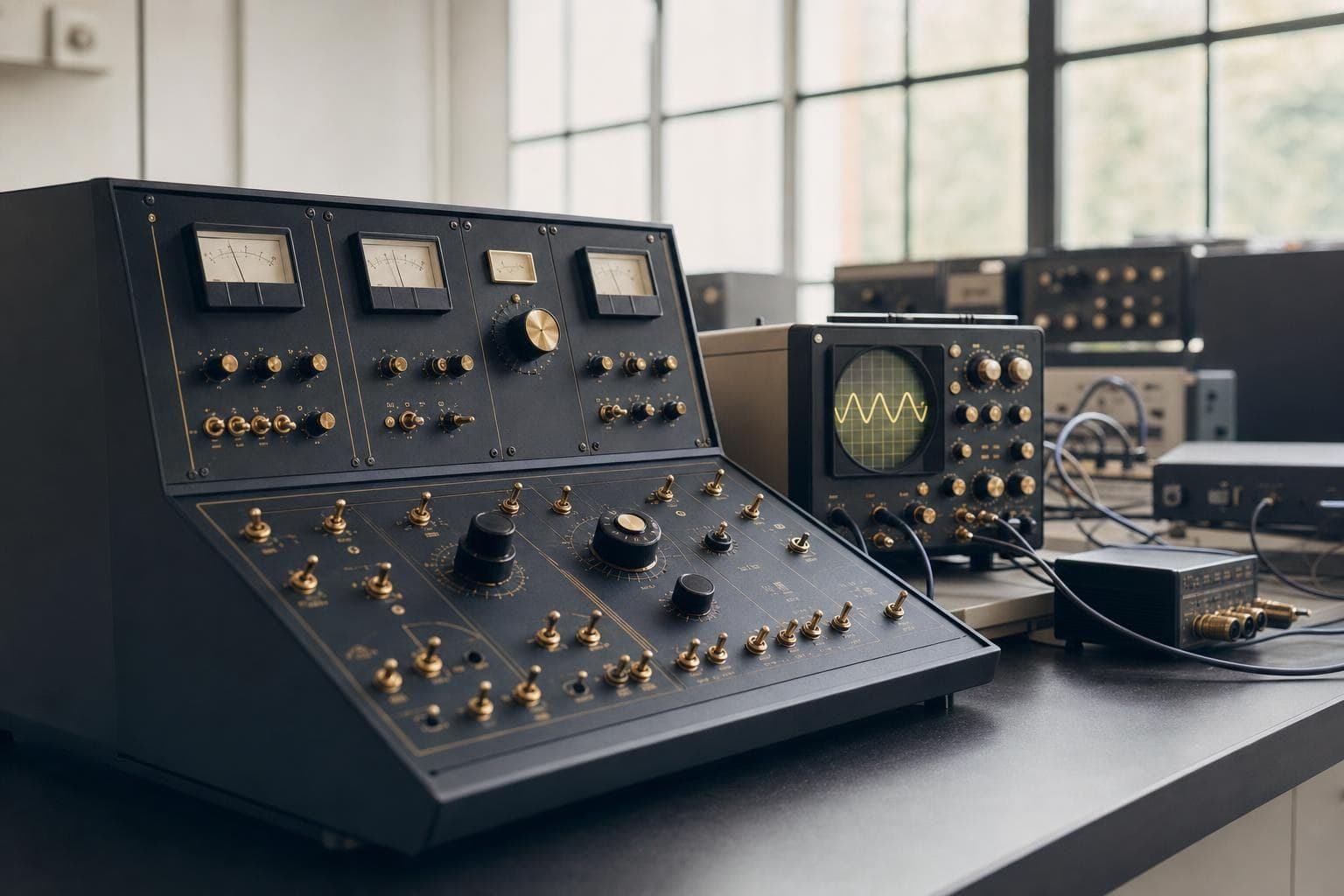 Electrical engineering laboratory with machines and control panels