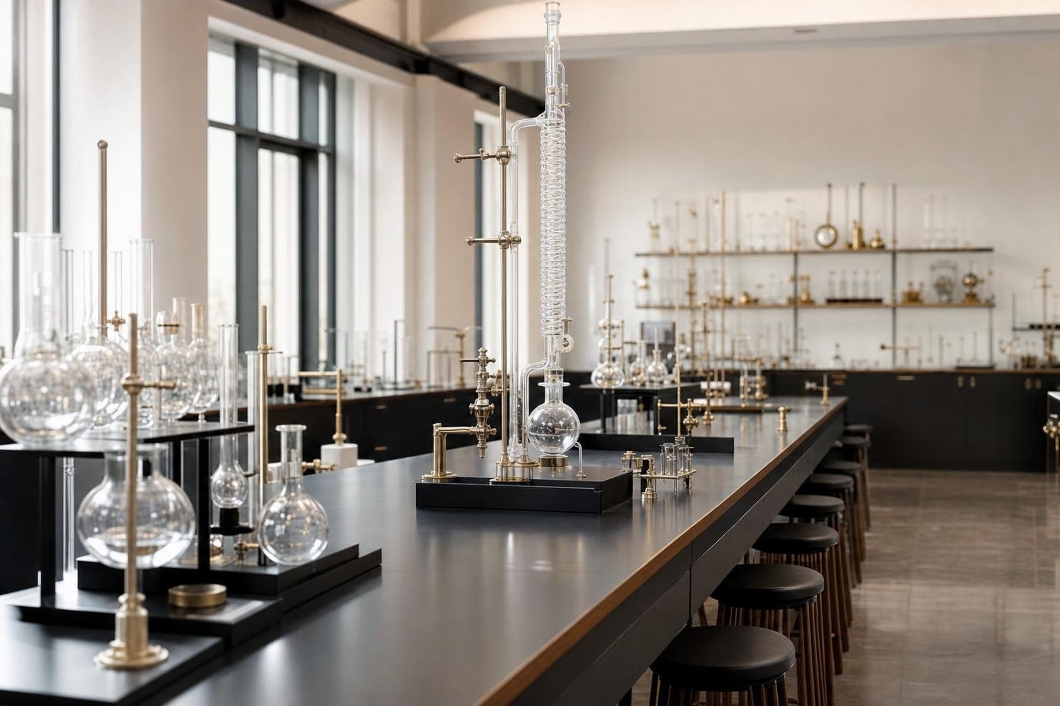 A modern institutional laboratory equipped with precision instruments