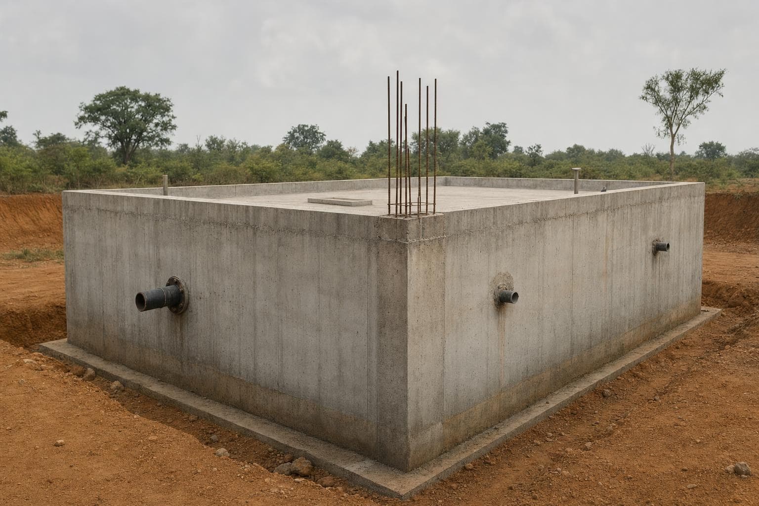 Ground level service reservoir under construction for a water supply scheme